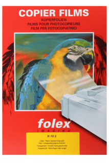 Folex X 10.2  Overheadfolie DIN A4, 100 Mic, für s/w Kopierer und Drucker, Papierstreifen lange Seite, stapelverarbeitbar