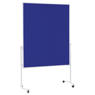 Magnetoplan Moderationstafel, Aluminiumrahmen weiß, Filzoberflächen blau, ungeteilt, mobil
