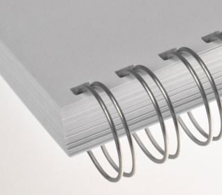 RENZ Draht-Bindeelemente, 2:1 Teilung, Ø 9,5 mm, 23 Schlaufen (=DIN A4), nc-silber (matt-silber), 100 Stück
