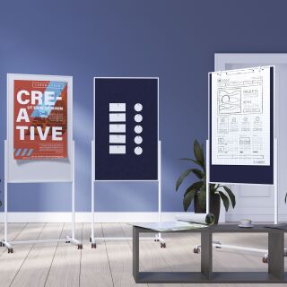 magnetoplan Design-Universalboard 3-in-1, Filz blau, 750 x 1200 mm