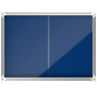 Nobo Schaukasten, f&uuml;r 8 x DIN A4, mit blauer Filzr&uuml;ckwand, mit Schiebet&uuml;ren