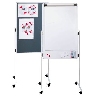 FRANKEN mobiles Whiteboard KombiFlipchart 76,0 x 121,0 cm grau#!#weiß Filz/Whiteboard