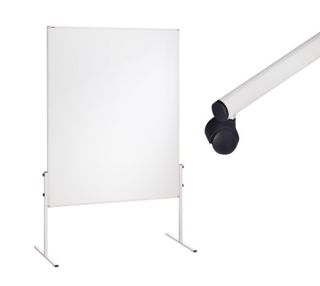 Franken Moderatorentafel einteilig, Kartonoberflächen weiß, 120 x 150 cm, Alurahmen, inkl. Rollensatz