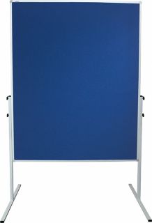 Franken Moderationstafel einteilig, blaue Filzoberflächen, 120 x 150 cm, Aluminiumrahmen, mit Standfuß