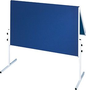 Franken Moderationstafel KLAPPBAR, blaue Filzoberflächen, 2 x 75 x 120 cm, Aluminiumrahmen, mit Standfuß