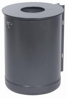 Abfallbehälter zur Wand- und Pfostenbefestigung, ungelocht, 35 Liter kobaltblau (RAL 5013)