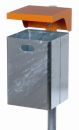 Rechteck-Abfallbehälter mit Abdeckhaube, 40 Liter Haube/Schiene pulverbeschichtet moosgrün (RAL 6005)