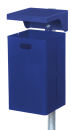 Rechteck-Abfallbehälter mit Abdeckhaube, 50 Liter komplett pulverbeschichtet kobaltblau (RAL 5013)