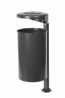 Abfallbehälter mit Pfosten, inkl. Ascher, 55 Liter anthrazitgrau (RAL 7016)