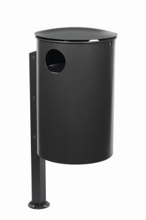 Abfallbehälter mit Pfosten, 50 Liter moosgrün (RAL 6005)