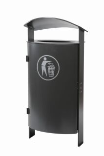 Stand-Abfallbehälter mit gewölbter Haube und Ascher, zum Einbetonieren kobaltblau (RAL 5013)