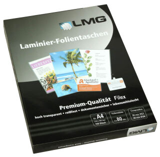 LMG Laminierfolien glänzend für A4 125 micron Universal-Lochung, 100 St.