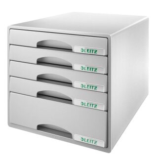 LEITZ Schubladenbox Plus  grau 52110085, DIN A4 mit 5 Schubladen, 1 St.