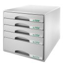 LEITZ Schubladenbox Plus  grau 52110085, DIN A4 mit 5...