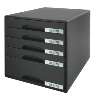 LEITZ Schubladenbox Plus  schwarz 52110095, DIN A4 mit 5 Schubladen, 1 St.