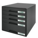 LEITZ Schubladenbox Plus  schwarz 5211-00-95, DIN A4 mit...