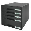 LEITZ Schubladenbox Plus  schwarz 52110095, DIN A4 mit 5...