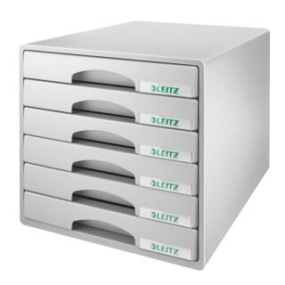 LEITZ Schubladenbox Plus  grau 52120085, DIN A4 mit 6 Schubladen, 1 St.