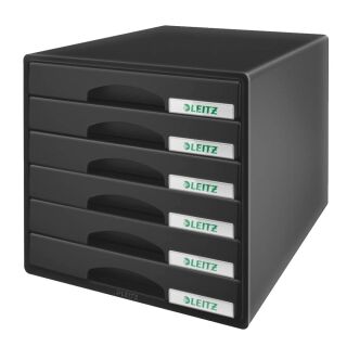 LEITZ Schubladenbox Plus  schwarz 52120095, DIN A4 mit 6 Schubladen, 1 St.