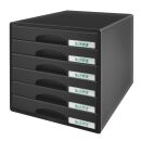 LEITZ Schubladenbox Plus  schwarz 52120095, DIN A4 mit 6...