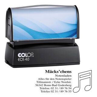 COLOP Textstempel, individualisierbar EOS 40 selbstfärbend blau, schwarz, rot mit Logo, 1 St.