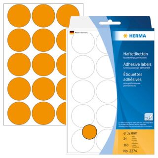 HERMA Klebepunkte 2274 leuchtorange Ø 32,0 mm, 360 St.