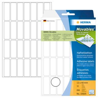 HERMA Movables Etiketten 10605 weiß 13,0 x 40,0 mm, 896 Etiketten