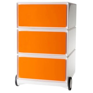 PAPERFLOW easyBox Rollcontainer weiß, orange 3 Auszüge 39,0 x 43,6 x 64,2 cm