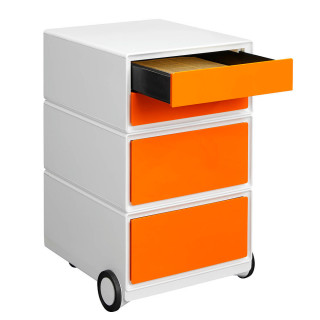 PAPERFLOW easyBox Rollcontainer weiß, orange 4 Auszüge 39,0 x 43,6 x 64,2 cm