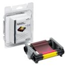 DURABLE YMCKO-Farbband und 100 Plastikkarten (0,76 mm) mehrfarbig Farbband-Set