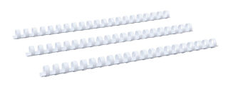 Plastikbinderücken, US-Teilung, Farbe: Weiß, Durchmesser = 12 mm , VPE 100 St.