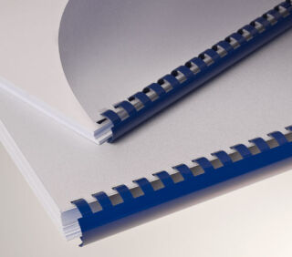 Plastikbinderücken, US-Teilung, Farbe: Blau,  Durchmesser = 16 mm, VPE 100 St.