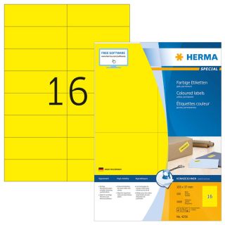 1.600 HERMA Etiketten 4256 gelb 105,0 x 37,0 mm