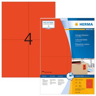 HERMA Etiketten 4397 rot 105,0 x 148,0 mm, 100 Blatt