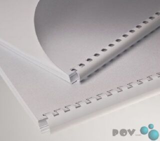 Plastikbinderücken, US-Teilung, Farbe: Weiß, Durchmesser = 25 mm, VPE 50 St.
