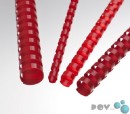 Plastikbinderücken, US-Teilung, Farbe: Rot, Durchmesser = 25 mm, VPE 50 St.