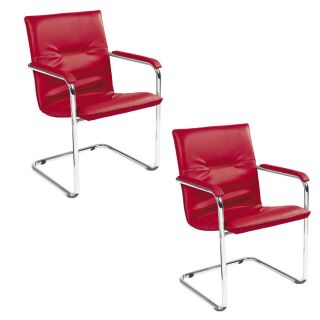 Nowy Styl Besucherstühle Rumba RUMBA CHROM V79N rot Kunstleder, 2 St.