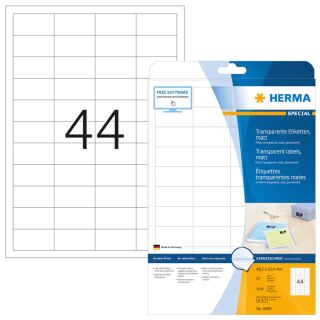 HERMA Folienetiketten 4680 transparent 48,3 x 25,4 mm, 25 Blatt