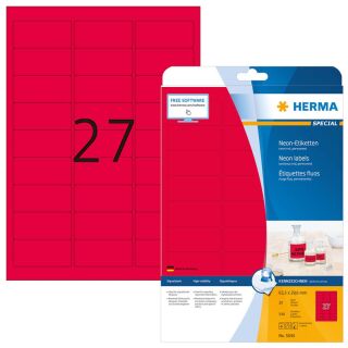 HERMA Etiketten 5045 rot 63,5 x 29,6 mm, 20 Blatt
