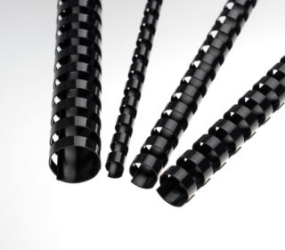 Plastikbinderücken, US-Teilung, Farbe: Schwarz, Durchmesser = 32 mm, VPE 25 St.
