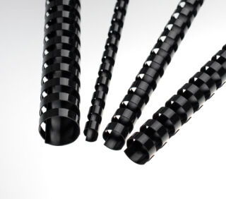 Plastikbinderücken, US-Teilung, Farbe: Schwarz, Durchmesser = 45 mm, VPE 25 St.