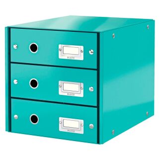 LEITZ Schubladenbox Click & Store  eisblau 60480051, DIN A4 mit 3 Schubladen, 1 St.