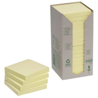 Post-it® Recycling Notes Haftnotizen 654-1T gelb, 16 Blöcke