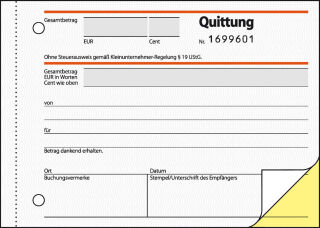 SIGEL Quittung für Kleinunternehmer (ohne MwSt.-Ausweis) Formularbuch SD120, 1 St.