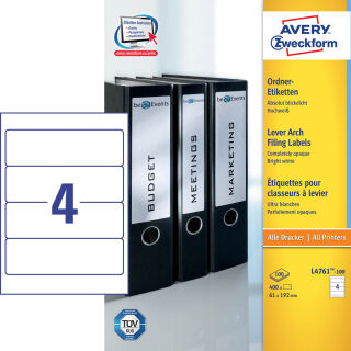 AVERY Zweckform Ordneretiketten L4761-100 weiß, 100 Blatt