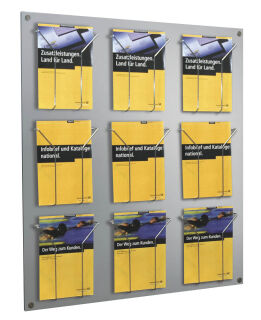 Kerkmann Wandprospekthalter Fokus alu DIN A4 9 Fächern 75,0 x 6,5 x 100,0 cm, 1 St.