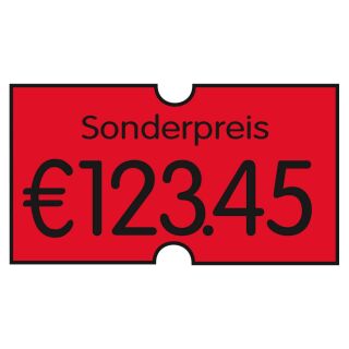 PrinterLabels AS Preisetiketten leuchtrot permanent 21,6 x 12,0 mm, 14 Rollen