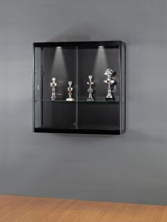 Wandvitrine MPC 1000-W schwarz eloxiert, mit Beleuchtung