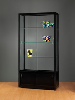 Glasvitrine WME H1000 schwarz eloxiert, mit Unterschrank