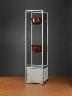 Glasvitrine WMS H500-O-Tech, silber mit Unterschrank